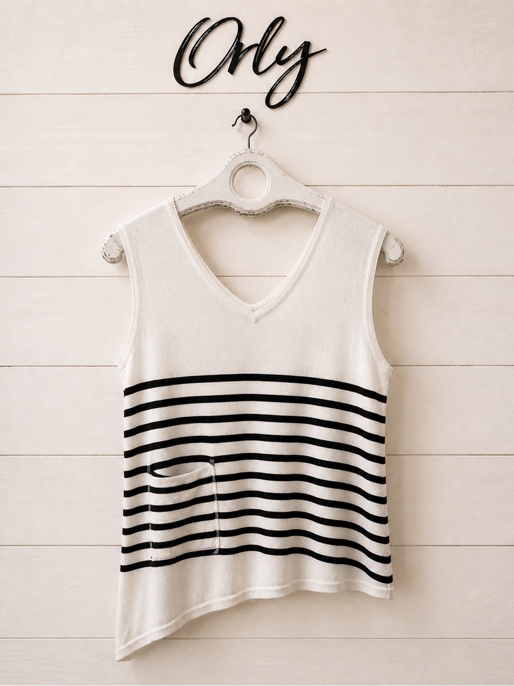 ORLY – Striped Sleeveless Knit Top – Size L